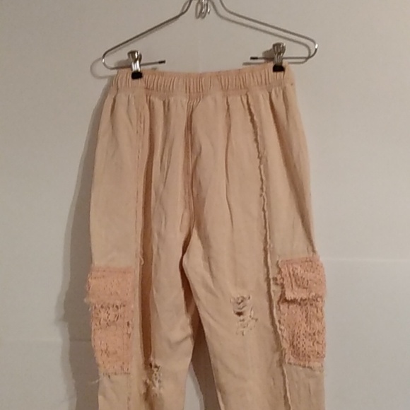 Pol Distressed Boho Pink Cargo Embroidery Joggers - Picture 9 of 11